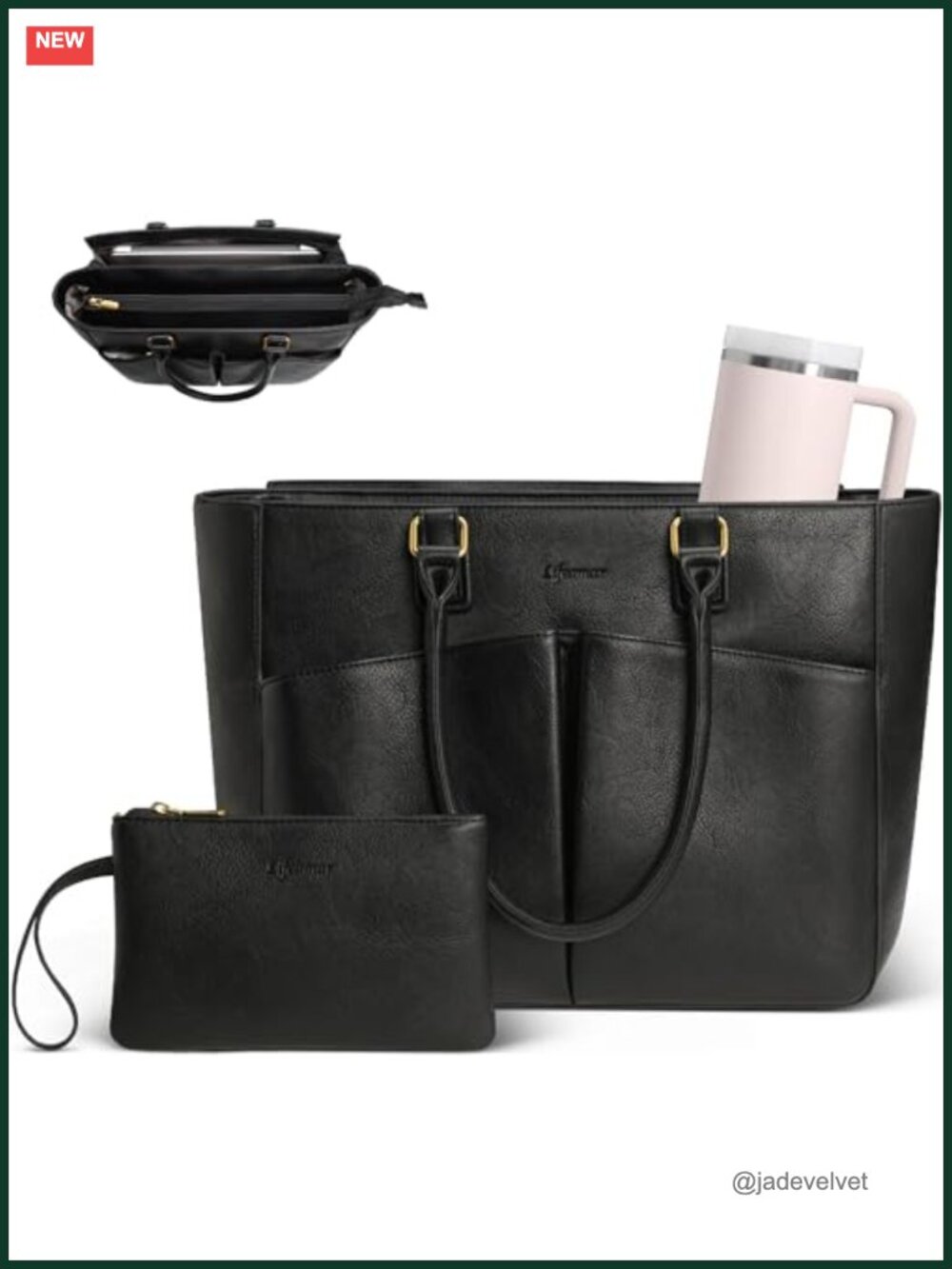 PU Leather Laptop Tote Bag for Women, Padded 15.6" Compartment, Work Briefcase